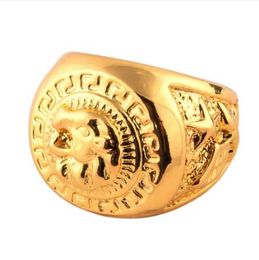 Hip Hop Style Lion-head Ring Fine Crafted Luxury Golden Alloy Ring For Men and Women Personalised Fashion Jewellery Hipop Man