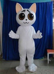 2018 Discount factory sale a white cat mascot costume with big eyes for adult to wear