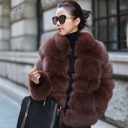 Dangal 983 2018 New Women Women Faux Fur Coat Plus Size Autumn Winter Warm Long Sleeve Fur Faux Jacket Gilet Fourrure