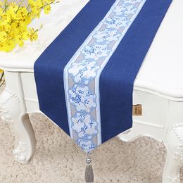 120 inch Extra Long Embroidered Elegant Table Runners for Wedding Christmas Party Table Decoration Cotton Linen Table Cloth 300 x33 cm