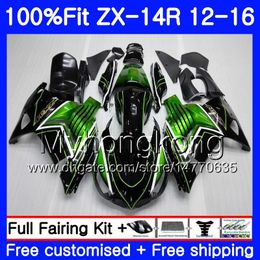 Injection For KAWASAKI ZX 14R ZZR 1400 ZX14R 12 13 14 15 16 225HM.0 ZZR1400 ZX-14R 2012 2013 2014 2015 2016 Fairing Factory green blk