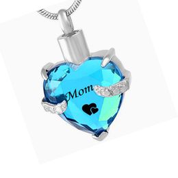 Fashion Jewellery mom Heart stainless steel Cremation Urn Necklace for Ashes Urn Jewellery Memorial Pendant with Fill Kit
