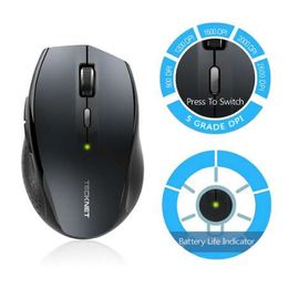 TeckNet Bluetooth Wireless Mouse Ergonomic 2.4GHz Computer Mice 2600/2000/1600/1200/800 DPI for Windows Laptop Notebook PC