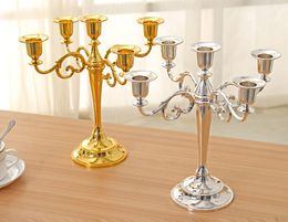 candelabra wedding decor UK - High Quality European Candle Holder 5-arms 3-arms Candle Stand Wedding Candlestick Candelabra Wedding Centerpiece Decor Crafts
