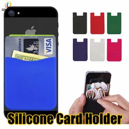 Colorful Silicone Card Set Universal Ultra Slim Soft Card Pocket for iPhone 15 14 Samsung S23 LG MOTO Huawei Cellphone Credit Card Holder
