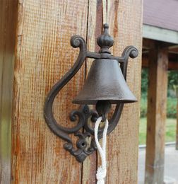 Cast Iron WELCOME Dinner Bell Simple Garden Decorations Wall Mount Metal Doorbell Home Porch Patio Farm Yard Cabin Ctaft Decor Brown Vintage Craft
