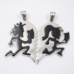 Free ship GNAYY Neodesign Jewelry Rock Black Stainless Steel ICP Crazy clown Heart hatchet man women pendant necklace rolo chain 4mm 24''