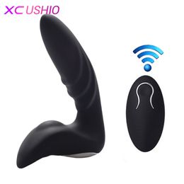 Anal Vibrator Masturbator for Men Wireless Remote Control Anal Plug Prostate Massager Dildo Vibrator Sex Toys for Adults Y18102606