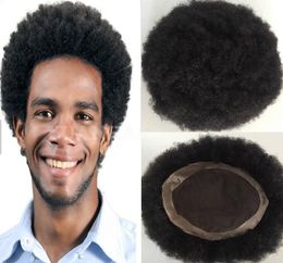 Male Unit 4mm Afro Kinky Curl Toupee Brazilian Virgin Hair Repleacement for Black Men Fast Express Delivery