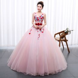 Custom Made Real Photo Fashion Girls wedding dress 2018 New Spring and Summer Color Flowers Dress Lace Gown vestido de noiva