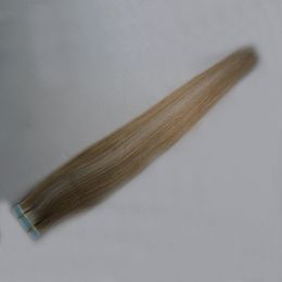 100g 40pcs Tape In Human Hair Extensions Non-Remy Straight Hair P27/613 Piano Color Straight European Skin Weft Human Hair Extensions