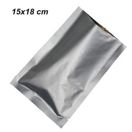 15x18cm Silver Pure Open Top Aluminium Foil Heat Seal Vacuum Food Storage Packing Bag for Coffee Tea Powder Mylar Foil Vacuum Heat Seal Pouch