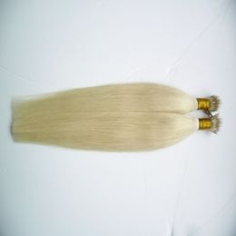 Blonde Brazilian Hair Straight Micro Beads None Remy Nano Ring Links Human Hair Extensions 200g 1g/s Platinum Blonde Virgin Hair