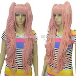 Free shipping+++++Hatsune Miku long pink two ponytail lady cosplay party curly hair wig new