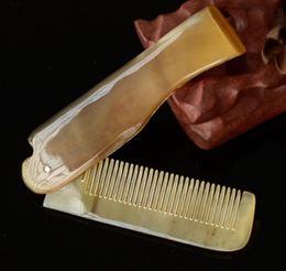 Mini Portable Foldable Handmade Natural Ox Horn Comb Anti-Static Hairbrush for All Hair Style Free Shipping LX3808