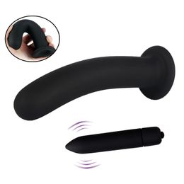 Smooth Anal Plug Bullet Vibrator With Suction Cup Vagina Massage Dildo Butt Plug Anal Prostate Massager Sex Toys for Woman Men Y18102605