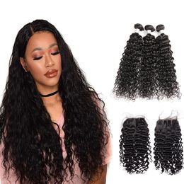 8A Peruvian Inaian Brazilian Cuticle Aligned Hair Remy Human Hair Water Wave Bundles With Closure Hair Extensioon Dhgate