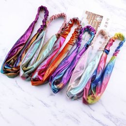 New Fashion Rainbow Metallic Crossed Double Colour Hair Band Gradient Hair Ornament Face Washing Hair Band