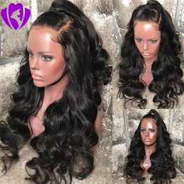 Hotselling long body wave Synthetic Lace Front Wigs For Black Women Ombre Purple Black Wigs 28" High Temperature Fibre Glueless