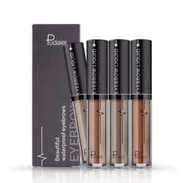 Professional Eye Brow Tattoo Pudaier Cosmetics 4 Colour Long Lasting Pigments Black Brown Waterproof Eyebrow Liquid Makeup with Brush