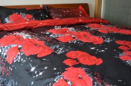 Home textiles quilt cover pillowcase sets 3D Bedding Sets 3d digital print Red rose wedding celebration winter thick Set whole260u