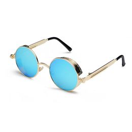 Brand new 2024 Mirror Lens Round Glasses Goggles Steampunk Sunglasses Vintage Retro For men and women Hisper Eyewear