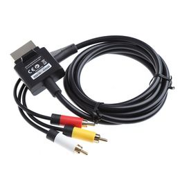 1.8M 6FT Black Video Audio Cord AV Composite A/V Cables For Mirosoft Xbox 360 Slim AV Cable DHL FEDEX EMS FREE SHIP