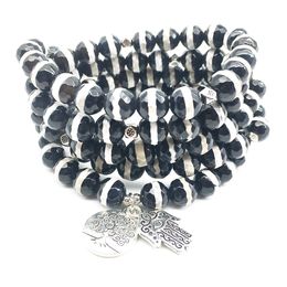 SN1365 Tree Of Life Bracelet Fashion Women`s DZI Bead Mala Yoga Jewellery New Arrival Design Hamsa Charm Bracelet