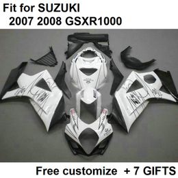 7 gifts fairing kit for Suzuki GSXR1000 07 08 white black fairings set GSXR1000 2007 2008 CS25