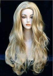 Fashion Women Girls Light Blonde Hair Long Curly Wavy Full Wig Hair