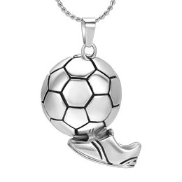 Football Cremation urn necklace Play Soccer Cremation Necklace Pendant Urns Keepsake Jewelry for Men's/Kids Free Engrave