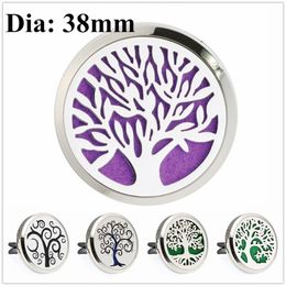 Tree of life 38mm Magnet Diffuser Car aromatherapy Locket Free Pads Essential Oil 316L Stainless Steel Car Diffuser Lockets 10p pads