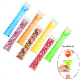 Popsicle Moulds Bags, Disposable DIY Ice Pop Mould Bags for Gogurt, Ice Candy, Otter Pops or Freeze Pops Popsicle Bags Maker With A Funnel