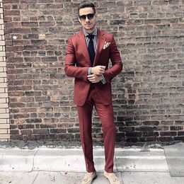 Custom Made Burgundy Men Suits Blazer Suits Wedding Suits Slim Fit Tailored Tuxedo Groom Prom Casual Terno Masculino 2 Pieces (Jacket+Pants