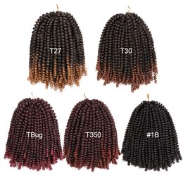 8 inch Crochet Braids Ombre Spring Twist Hair Kanekalon Synthetic Hairs Extensions Braids 110g/pack for women