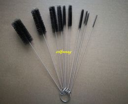 10sets/lot 10pcs/set Black Nylon Tube Brushes Straw Set For Drinking Straws Glasses Keyboards Jewellery Cleaning Brushes Clean Tools