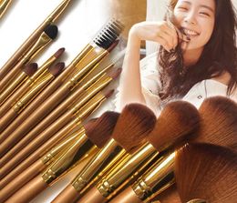 -21 pçs / set luxo ouro maquiagem escovas naturais jogo de escova de maquiagem do cabelo profissional cosméticos compõem ferramentas kits de beleza escova cosmética