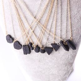 Silver Gold Plated Triangle heart Black Lava Stone necklace Aromatherapy Essential Oil Perfume Diffuser Necklace for women Jewellery