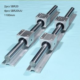 2pcs SBR20-1100mm linear guide /rail + 4pcs SBR20UU linear bearing blocks for cnc router parts