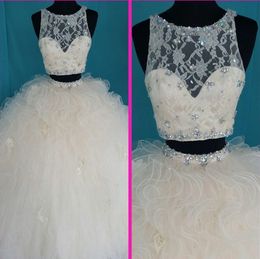 New Elegant Ball Gown Two Piece Quinceanera Dresses 2018 For 15 Years Zipper Sweet 16 Prom Party Prom Gown QC1001