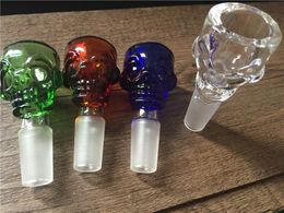 hot ON SALE Glass Bowls For Bongs Thick SKULL design Green Blue 14mm Male Joint Smoking Accessories For Bongs Water Pipes