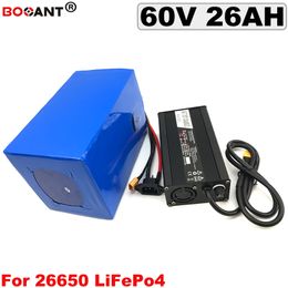 60V LiFePo4 Lithium Battery 3.2V 19S 26650 Battery pack 26AH Rechargeable Electric bike Battery 60V 1500W 2000W Free Shipping