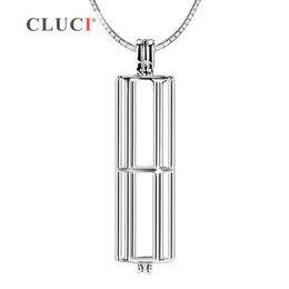 CLUCI Cylinder Charms Mounting 925 Sterling Silver Tube Pearl Collares jaula Colgante para sostener perlas, joyas de minimalismo para OL S18101607