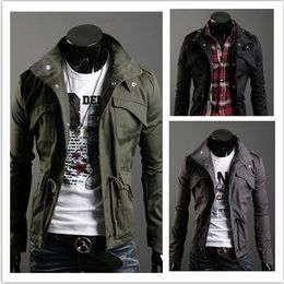 2018 New Slim Sexy Top Designed Mens Jacket Coat Turn Down Collar jaqueta Black Army Green Gray England Style NZ24 Dropshipping S914
