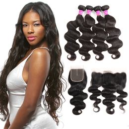 8A Grade Peruvian Virgin Hair Vendors Body Wave Remy Human Hair Weave Bundles With Closure Frontal Brazilian Virgin Hair Extensions Wefts