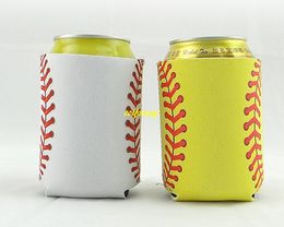 100pcs/lot Cola bottle Covers holder Monogrammed Neoprene Baseball Can Cooler Softball Strings Can Insulator Party Gifts
