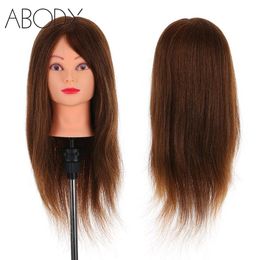 24" 100% Real Human Hair Mannequin Head + Clamp Salon Hair Cutting Braiding Practice Hairdressing Training Head Dummy Tools