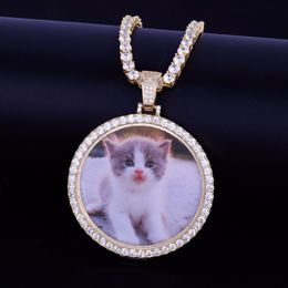 Custom Made Photo Medallions Necklace & Pendant With 4mm Tennis Chain Gold Silver Colour Cubic Zircon Men's Hip hop Jewellery