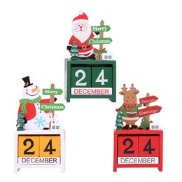 Christmas Advent Mini Wooden Calendar Merry Christmas Decorations Xmas Ornament Home Decoration Craft Gift 3 Styles