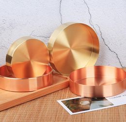 Nordic chic style metal copper pure copper round brass oval storage/tea tray gold Ins popular product decoration orname